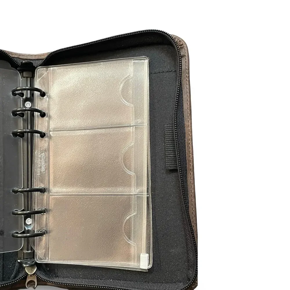 Day-Timer Distressed Brown Faux Leather Zip Around Planner Binder Organizer